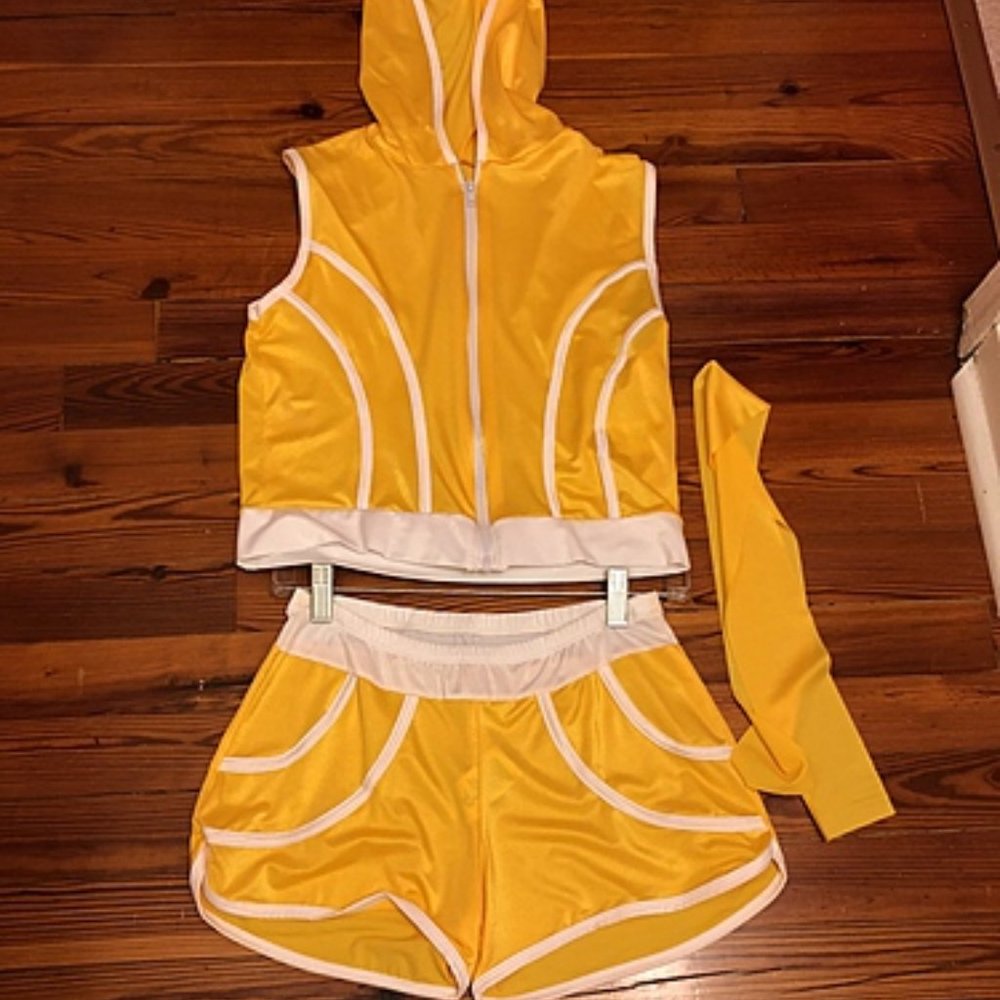 Curtain Call Yellow Hooded Jacket/Athletic Shorts Set